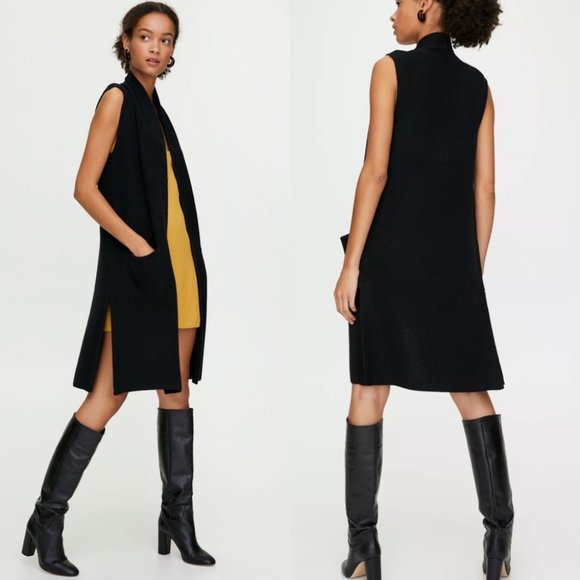 Aritzia Wilfred Olive cardigan black long size small